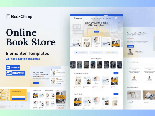 BookChimp Online Book Store Website Elementor Template Kit