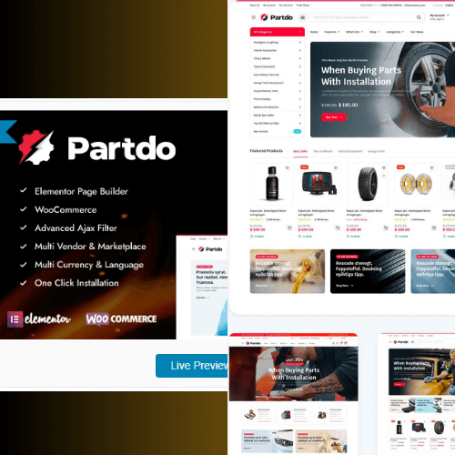 Get Partdo Auto Parts and Tools Shop WooCommerce Theme at an Affordable Price