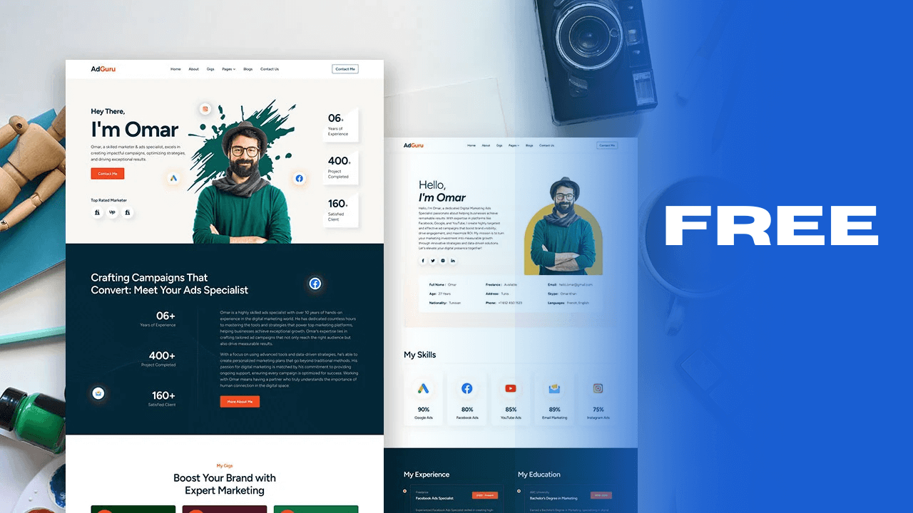 Digital Marketer & Freelancer Portfolio Elementor Template Kit